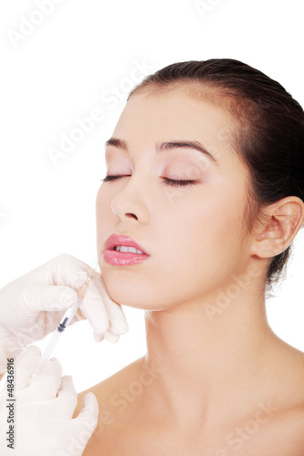 Cosmetic botox injection in the female face