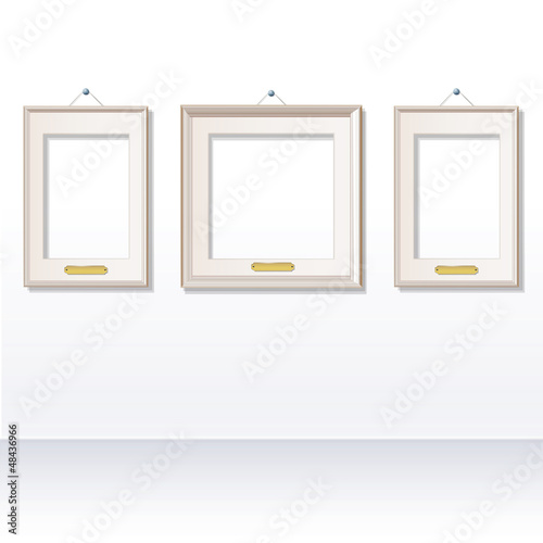 Three empty frameworks into a museum. Vector illustration. 