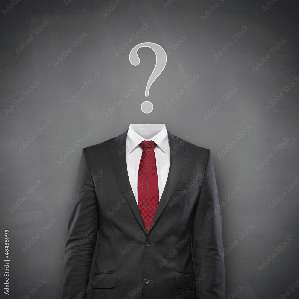 Question Mark with Suit - obrazy, fototapety, plakaty 