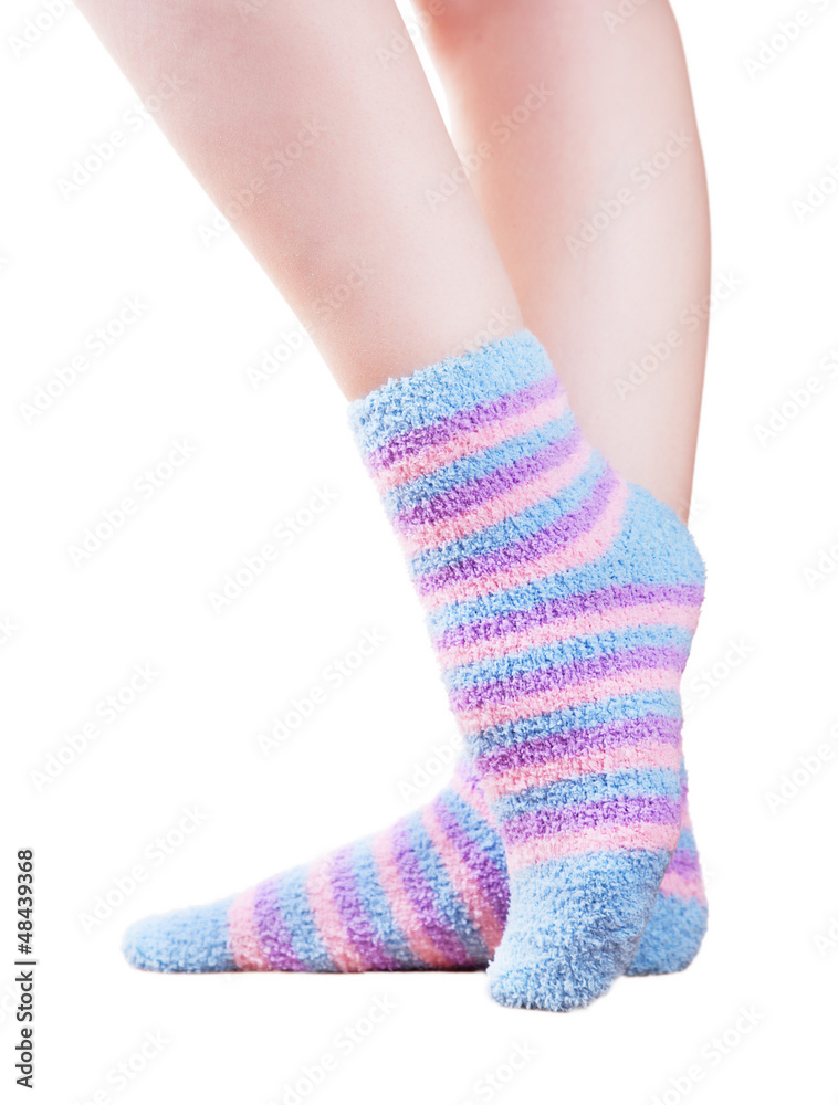 Fluffy striped socks
