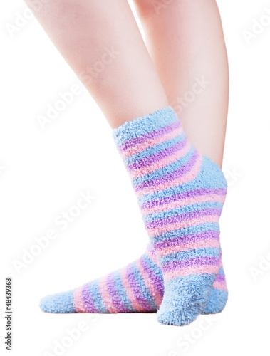 Fluffy striped socks