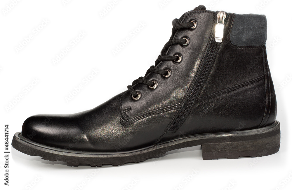 Classical black leather mans boot