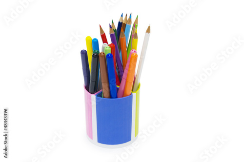 pencils in holder isolated on white background