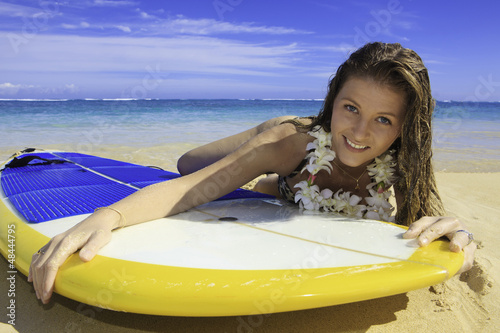 girl in bikini with her paddle board © tomas del amo