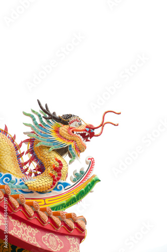 The colorful dragon made from ceramic tile