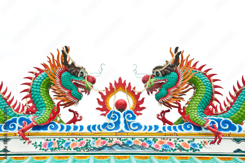 Fototapeta premium The colorful dragon made from ceramic tile