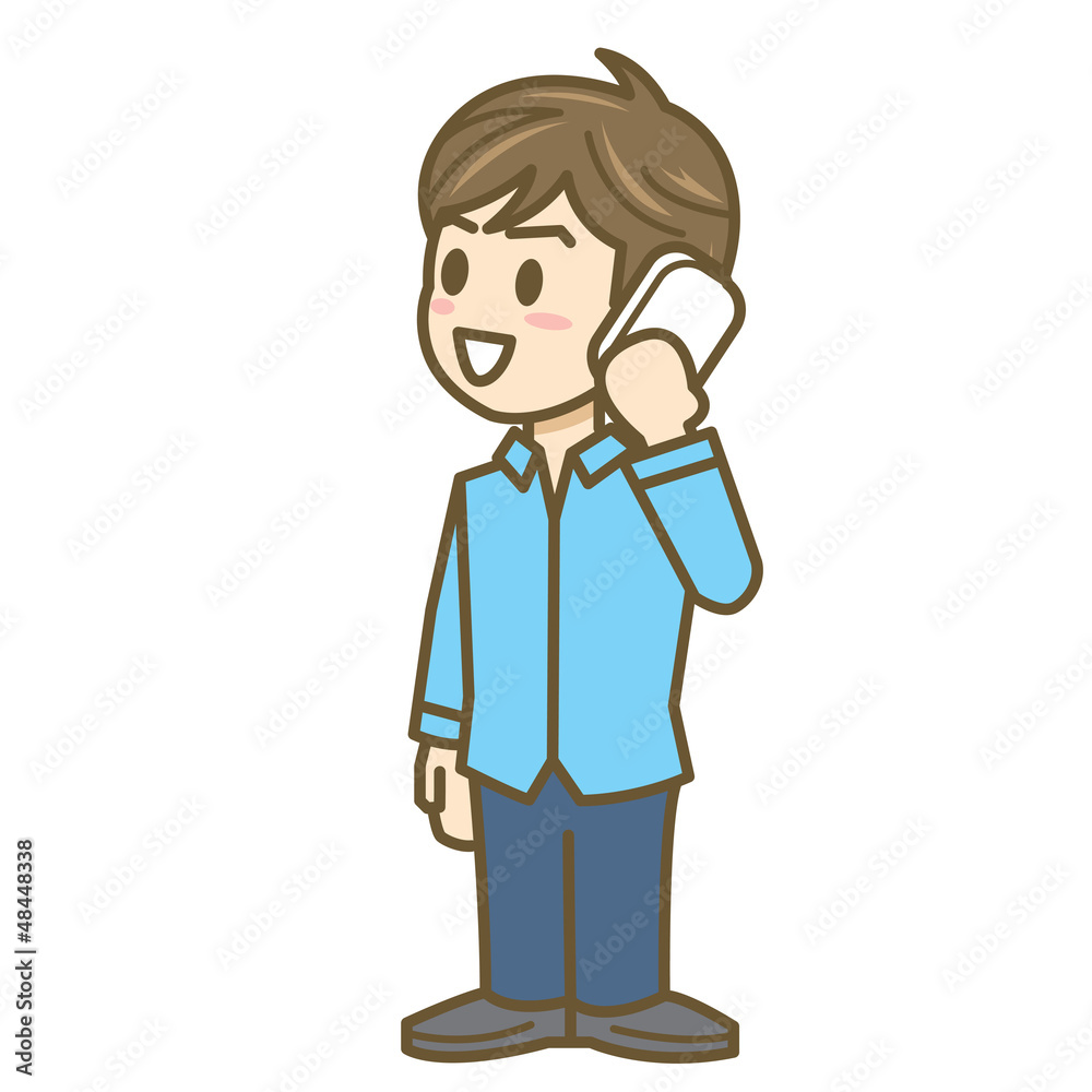男性 イラスト 全身 電話 Stock Vector Adobe Stock