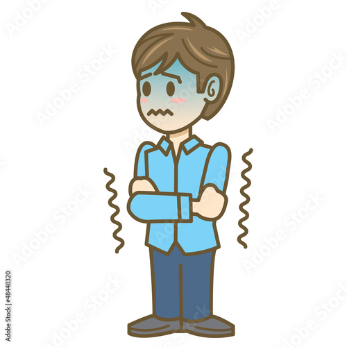 男性　イラスト　全身　寒い
