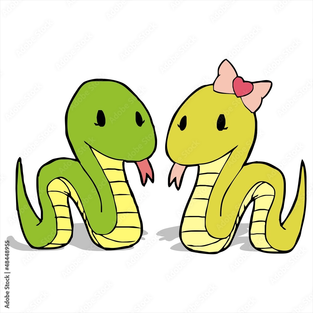 Fototapeta premium couple snake cartoon vector