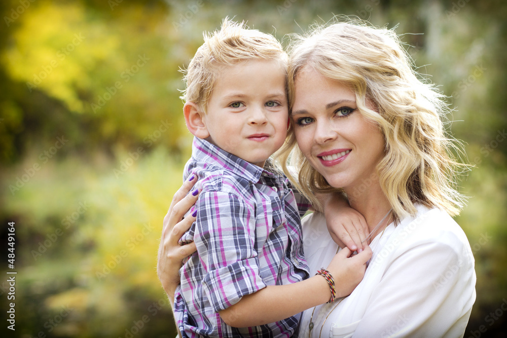 Beautiful blond Mother and Cute son Portrait Beautiful blond Mother and Cute son Portrait