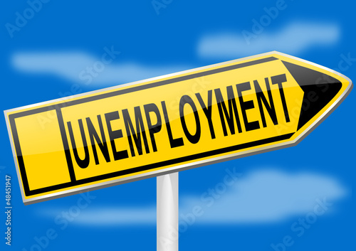 Directional arrow with the inscription unemployment