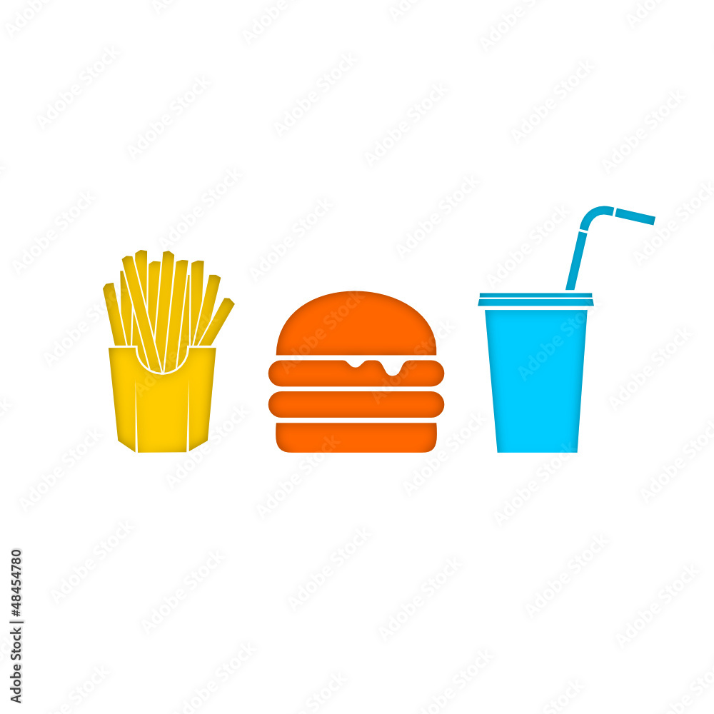 french fries, burger & soda 1