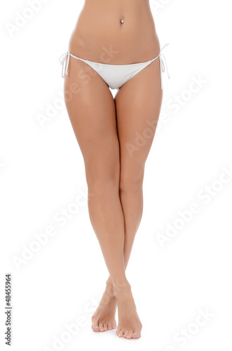 Girl in underwear isolated on white