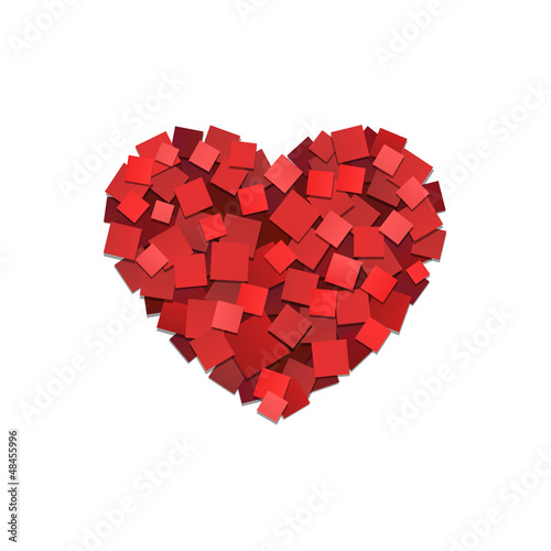 heart gathered from paper pieces