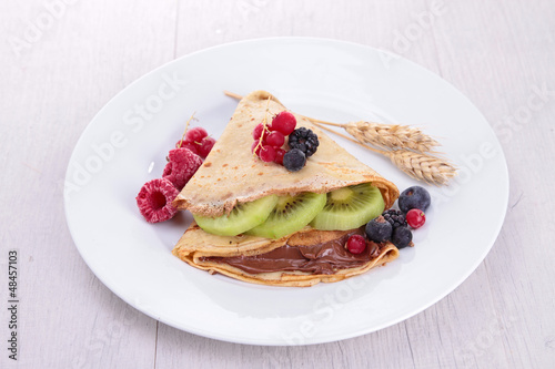 crepe with fruits and chocolate