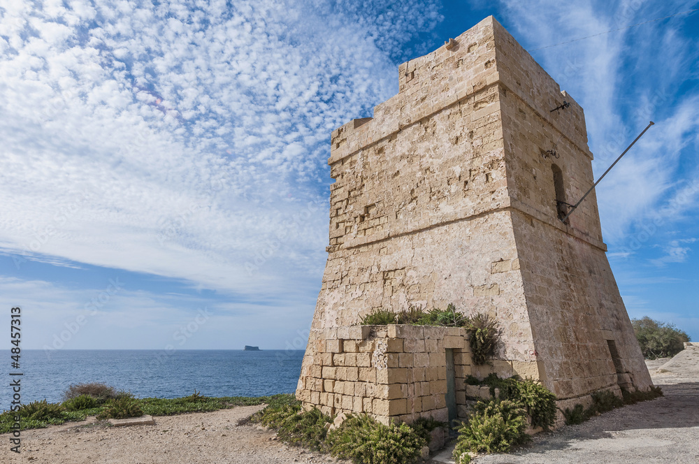 Coastal watch tower near Blue Grotto in Malta