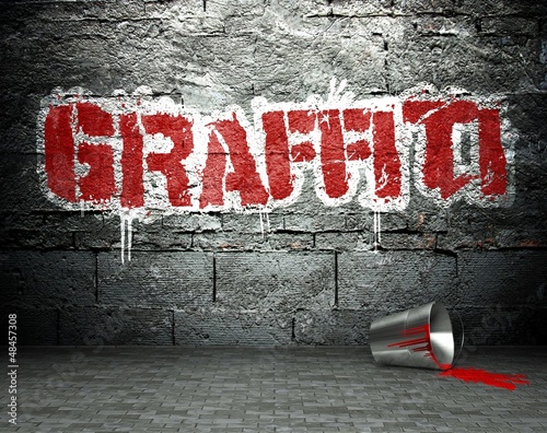 Graffiti wall with word, street background