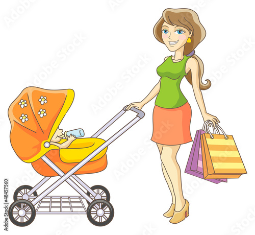 Mother and baby stroller