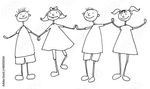 Hand draw cartoon family