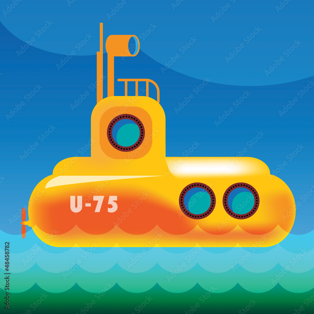 Naklejka premium Żółta łódź podwodna