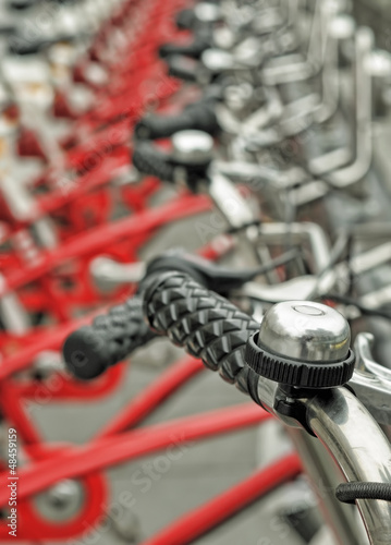 Shallow DOF image of parked bicycles