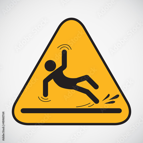 Wet floor caution sign. Vector illustration.