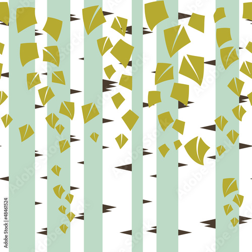 Seamless vector texture with green trees of birch.