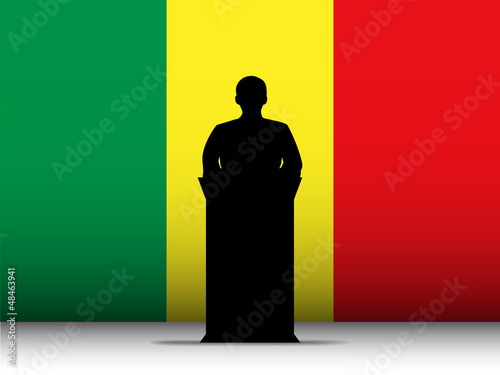 Mali Speech Tribune Silhouette with Flag Background