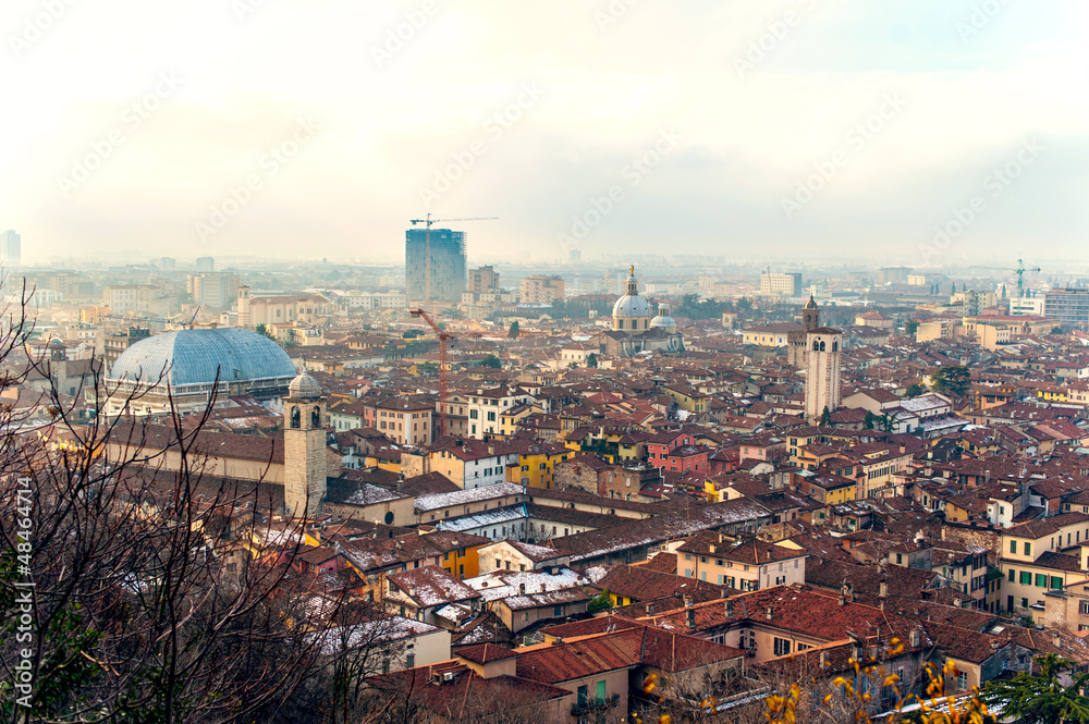 Aereal view of Brescia city from the castle