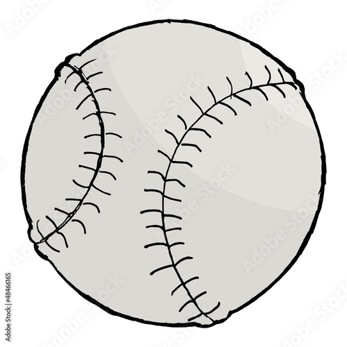 hand drawn, vector, cartoon image of baseball ball