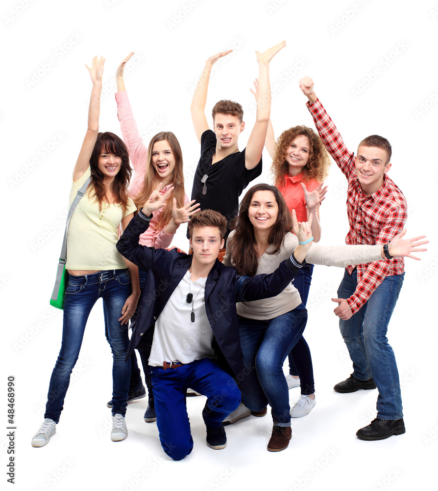 Group student with notebook isolated Group student with notebook isolated