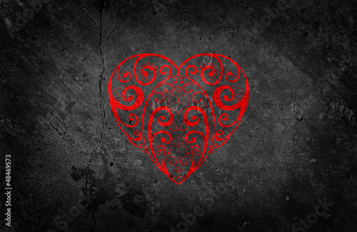 Beautiful Red Heart on Black Background