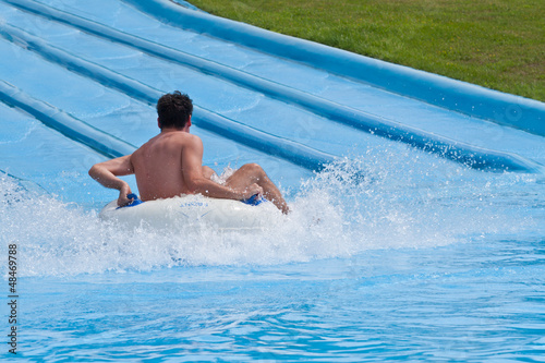 Man in water park