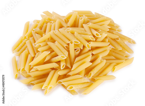 Wheat delicious raw pasta isolated on white background