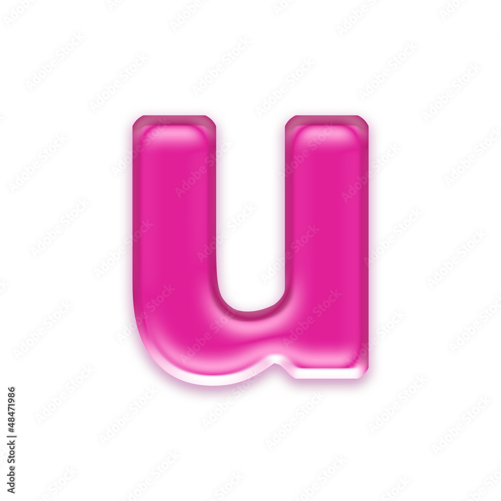 pink jelly letter isolated on white background - u pink jelly letter isolated on white background - u