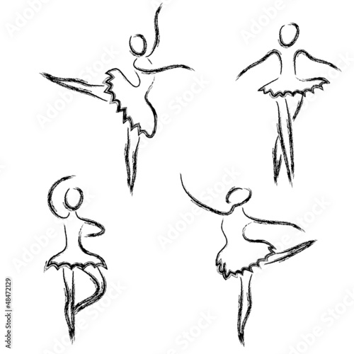 Set of abstract ballet dancers