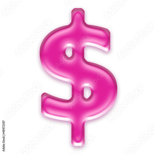 pink jelly currency sign isolated on white background - dollar