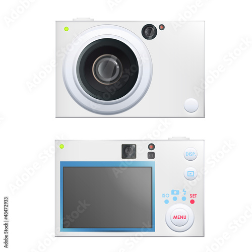 Digital camera isolated on white. Vector design. 