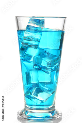 Blue Lagoon cocktail isolated on white