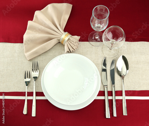 holiday table setting, close up