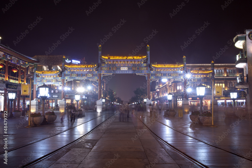 beijing qianmen street at night
