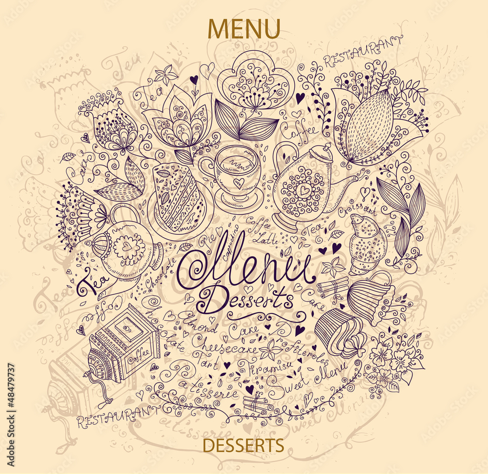 Vintage hand drawn dessert menu