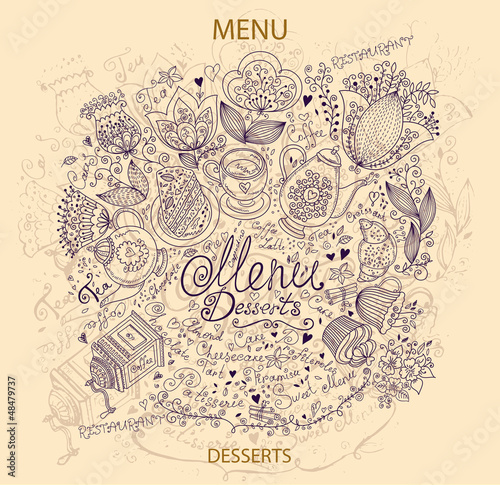 Vintage hand drawn dessert menu