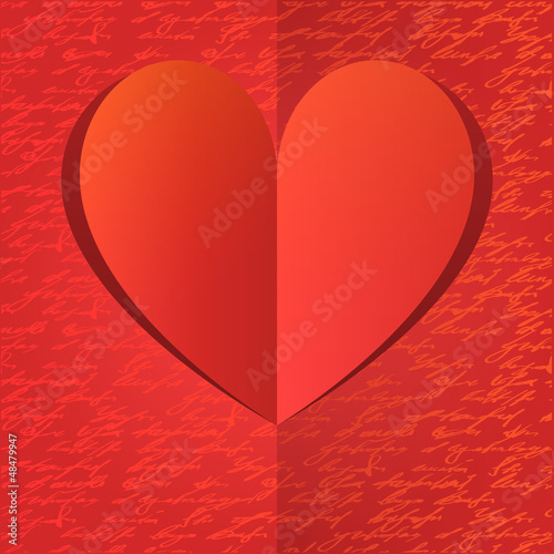 Paper heart with gold handwrite pattern