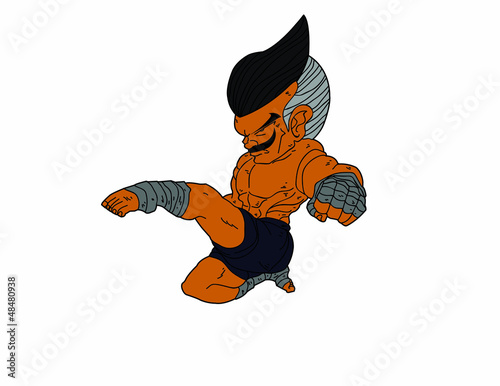 Muay Thai Boran : character cartoon 11 Color (jump front kick)