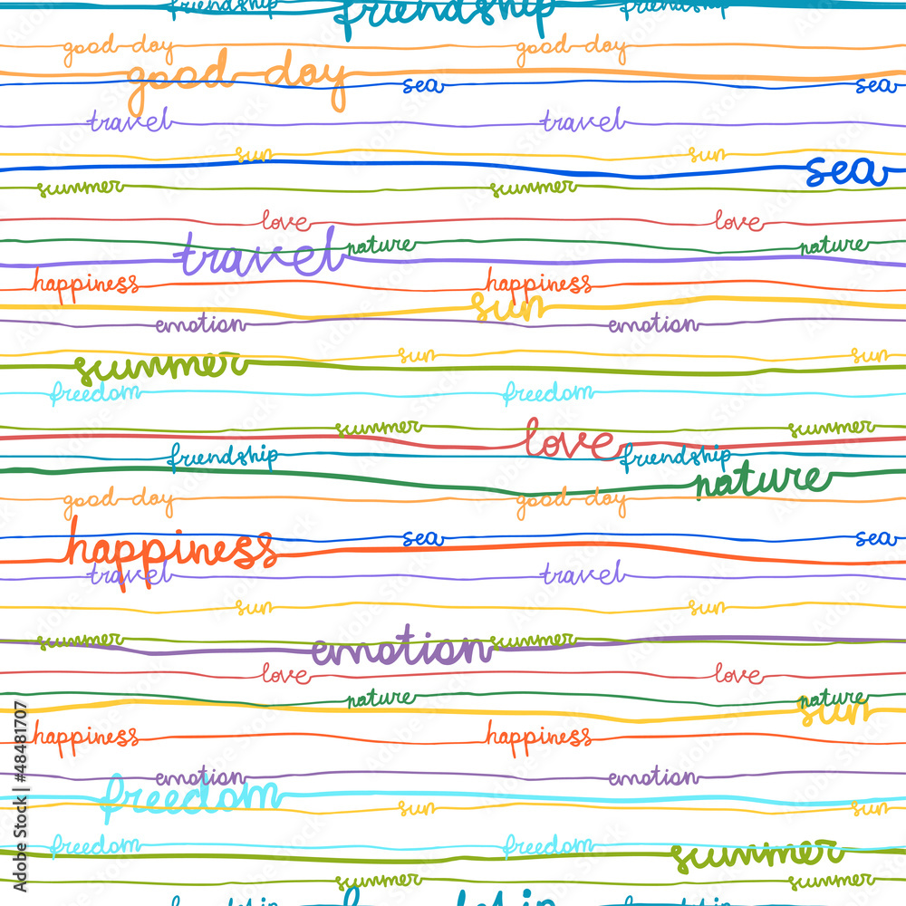 Seamless hand write stripe pattern with words