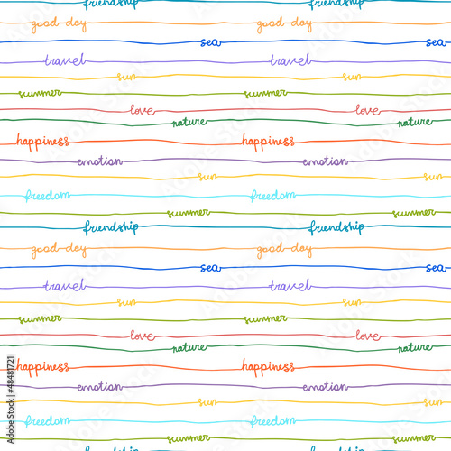 Seamless hand write stripe pattern with words