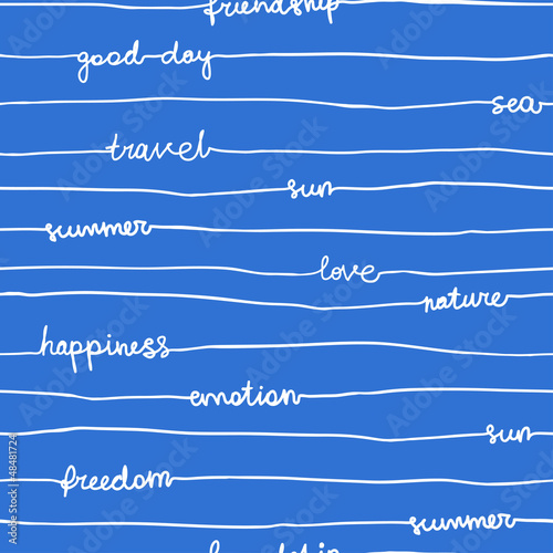 Seamless hand write stripe pattern with words
