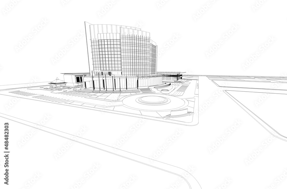 Abstract wireframe of 3D architectural Abstract wireframe of 3D architectural
