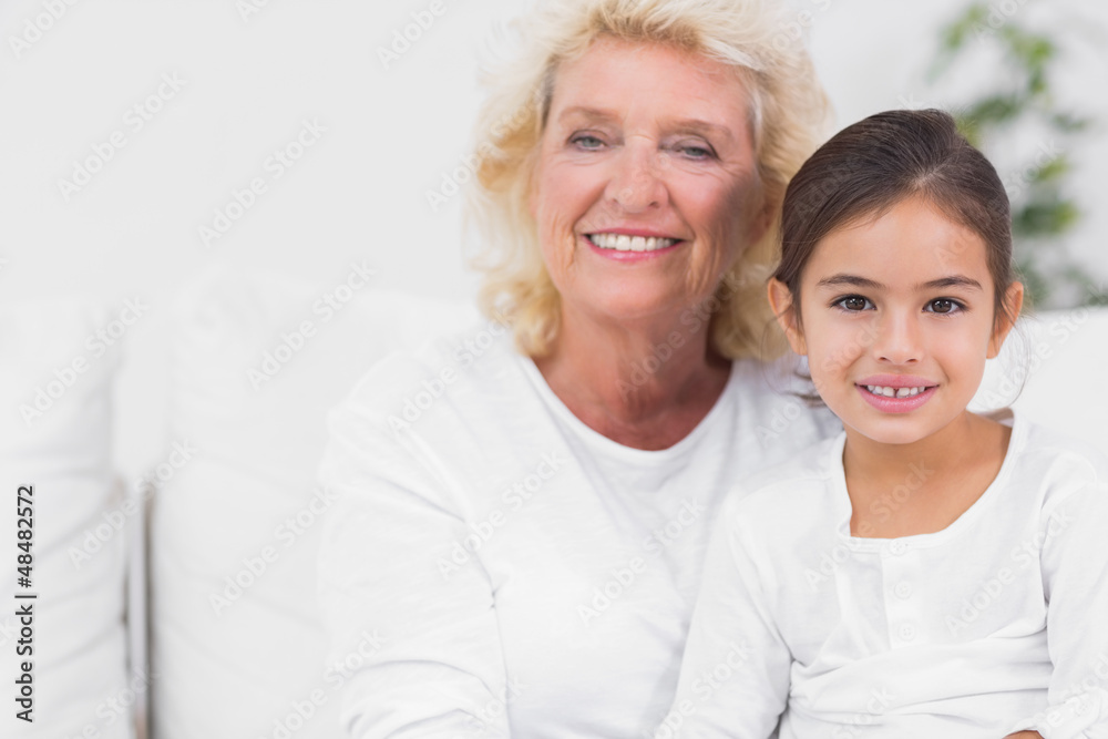 Cheerful granddaughter and grandmother portrait Cheerful granddaughter and grandmother portrait